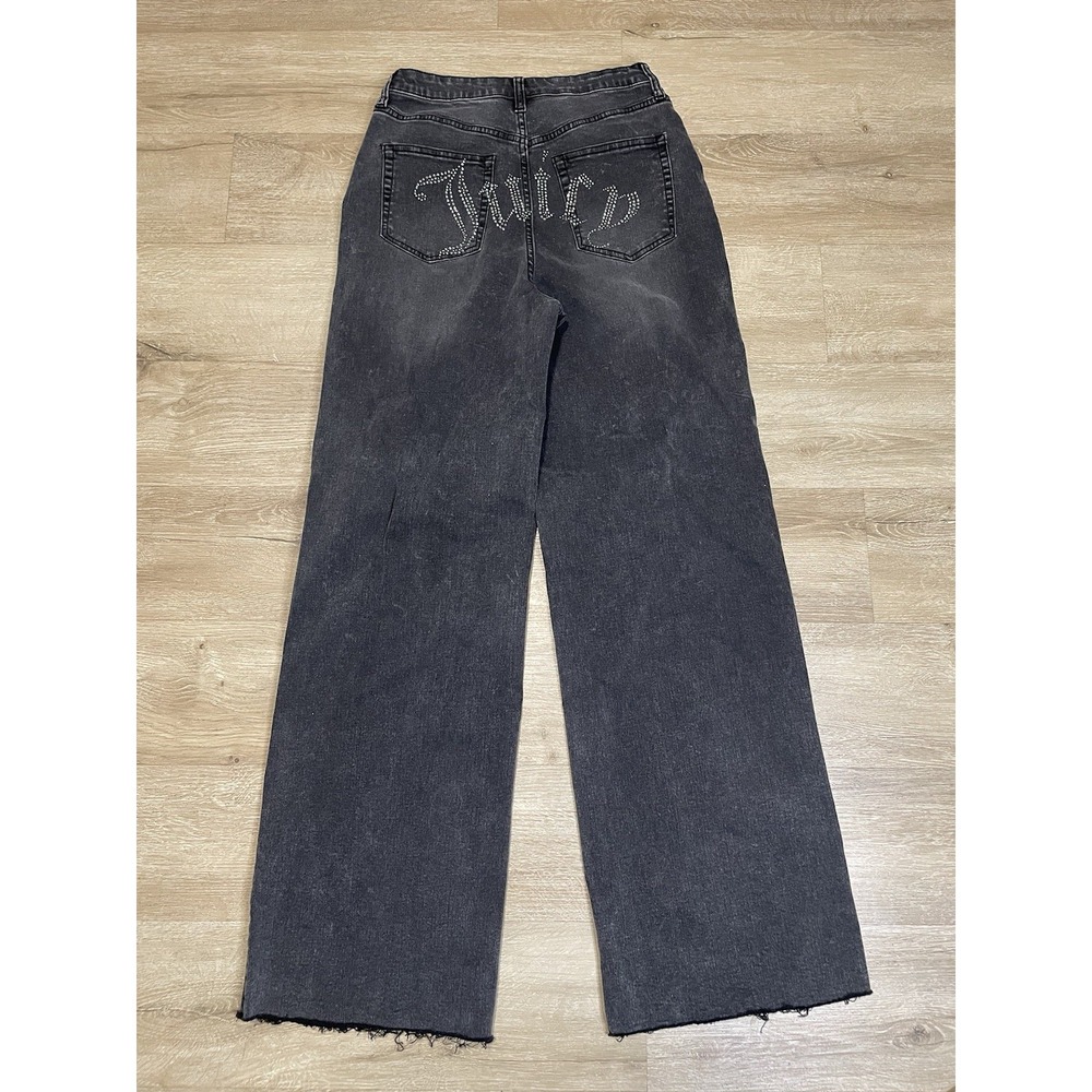 Juicy Couture Black Wide Leg Flared Jeans with Embellished Back Logo